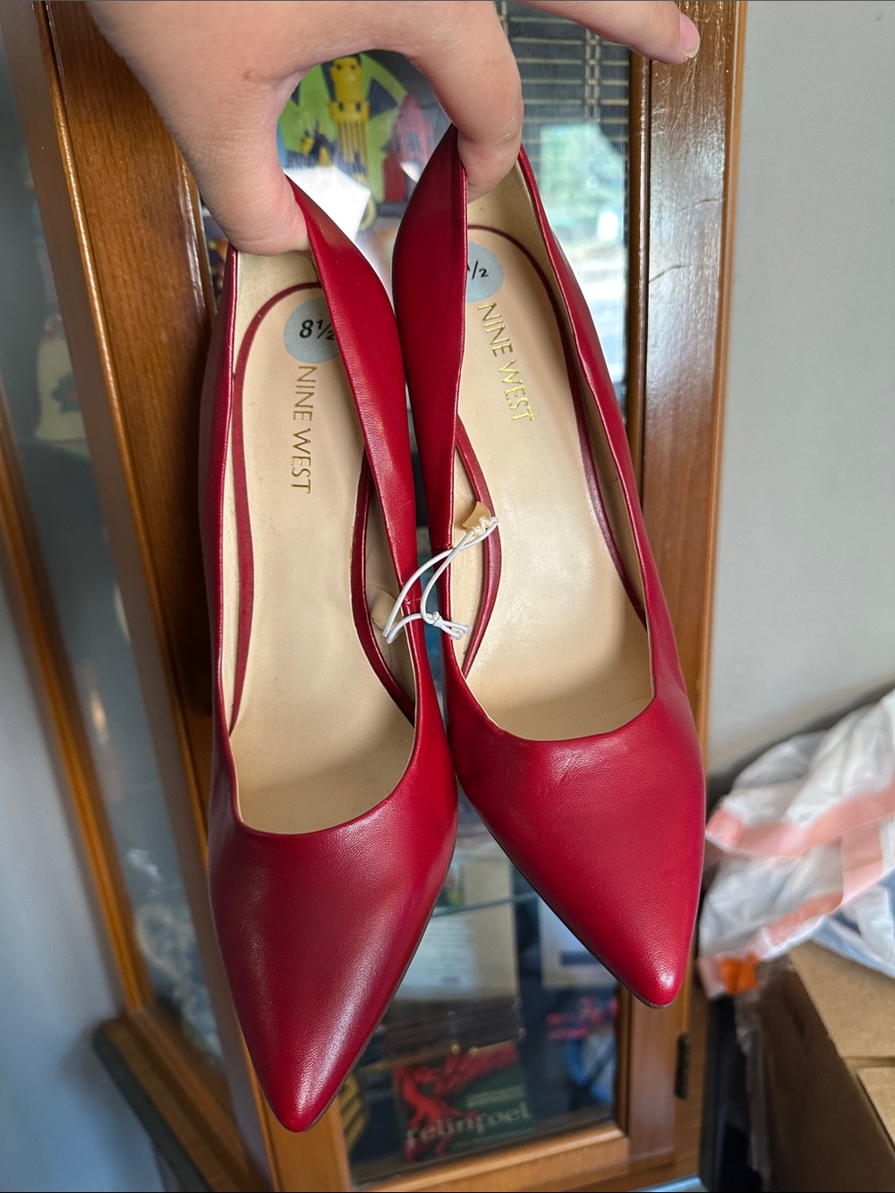 Nine West Red Pointed-Toe Leatherette Pumps